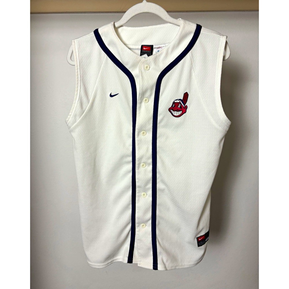 Nike Cleveland Guardians MLB Sleeveless Baseball Jersey White/Blue Youth XL Z